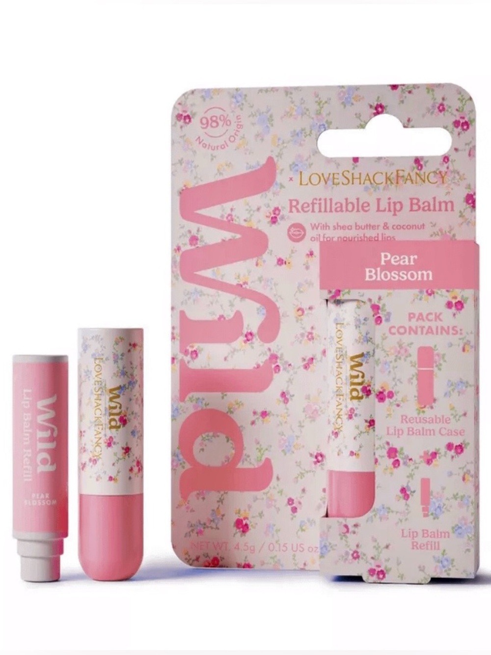 NEW LoveShackFancy Lip Gloss Refillable Balm SET Pear Blossom sunrise patchwork